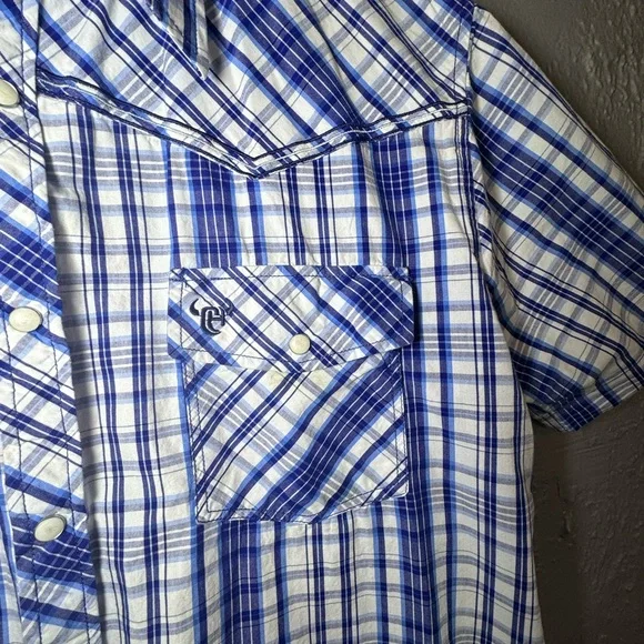 Men's Western Blue Plaid Shirt - Picture 3 of 5